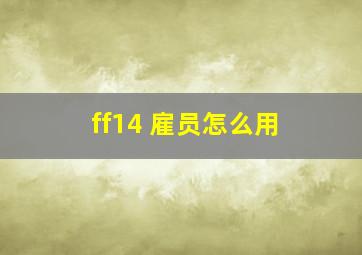 ff14 雇员怎么用